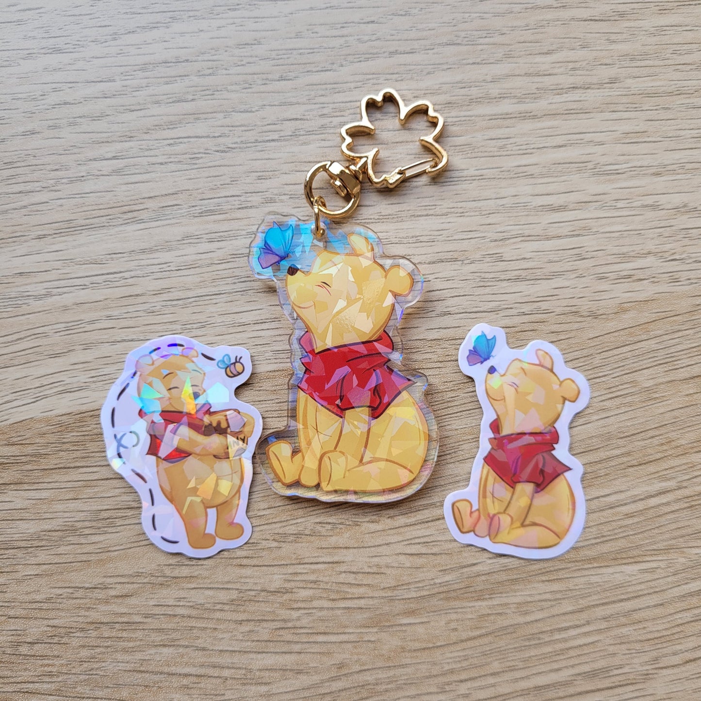 Winnie The Pooh - Keychain + 2 FREE Stickers | Magnets | Acrylic Pin